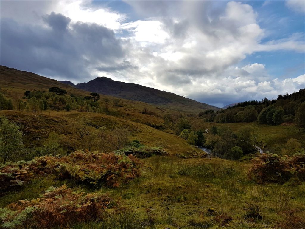 Sonne im Tal auf dem West Highland Way