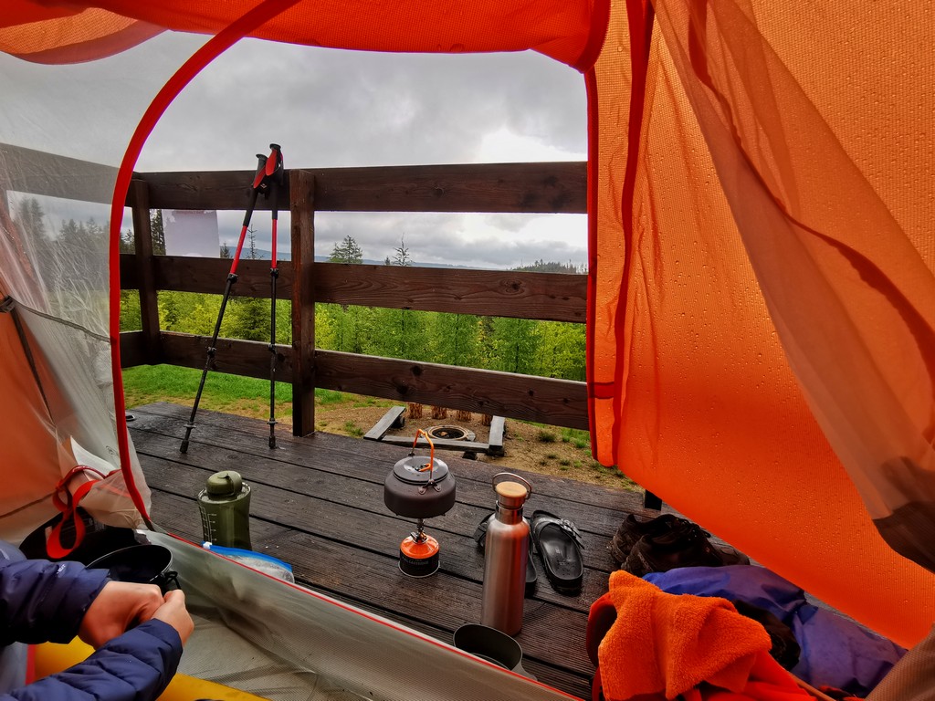 Blick aus dem Zelt - Trekkingplätze im Frankenwald